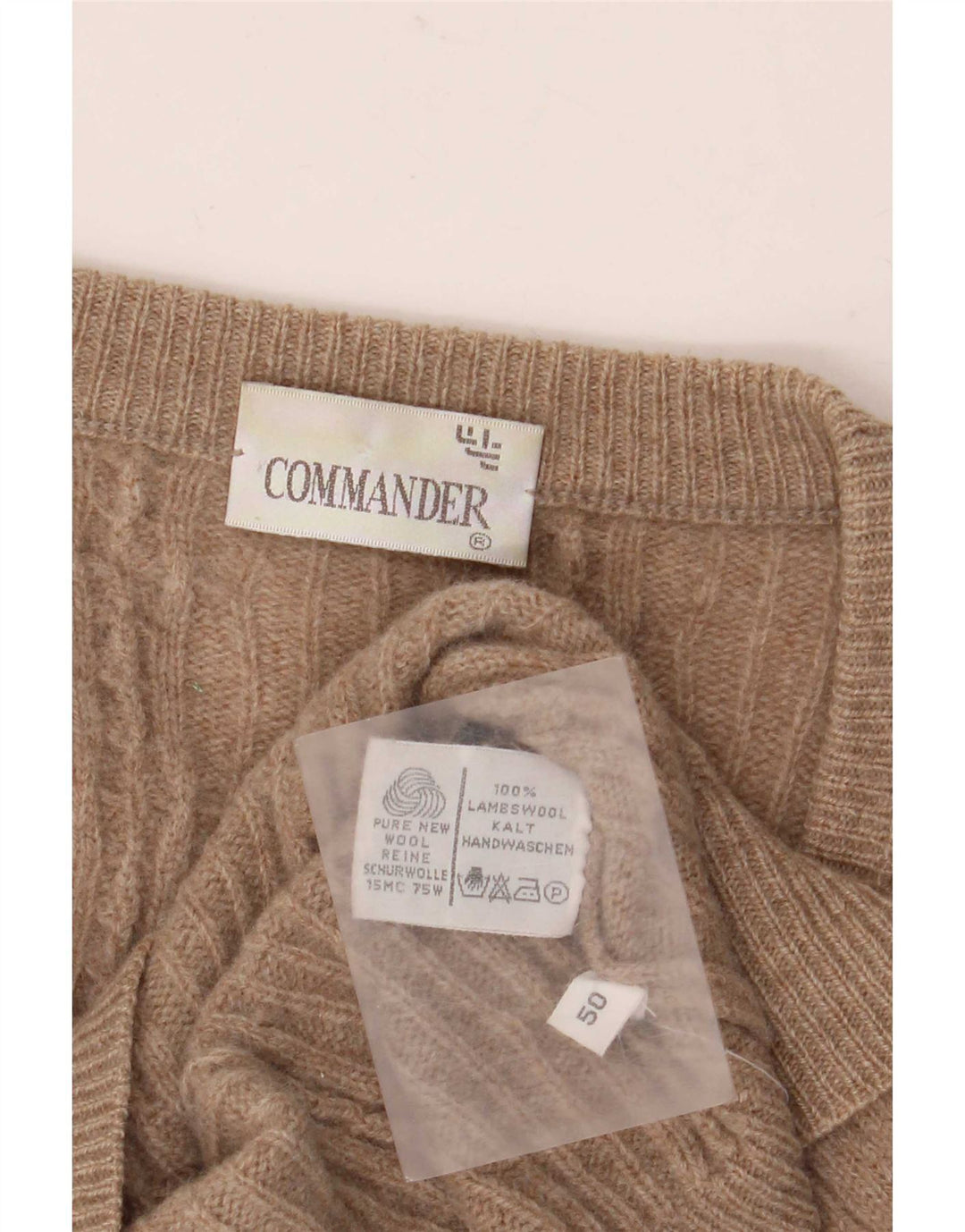 Commander Pull Cardigan Homme IT 50 Laine d'Agneau Beige Moyen