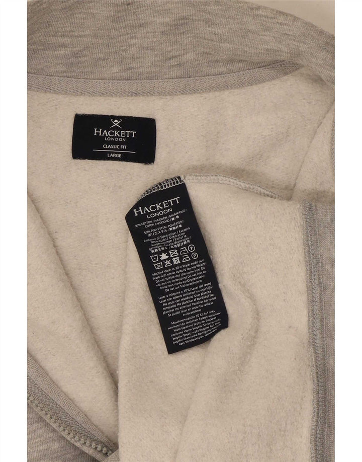 Hackett Sweat-shirt à col zippé pour homme, coupe classique, grand gris moucheté