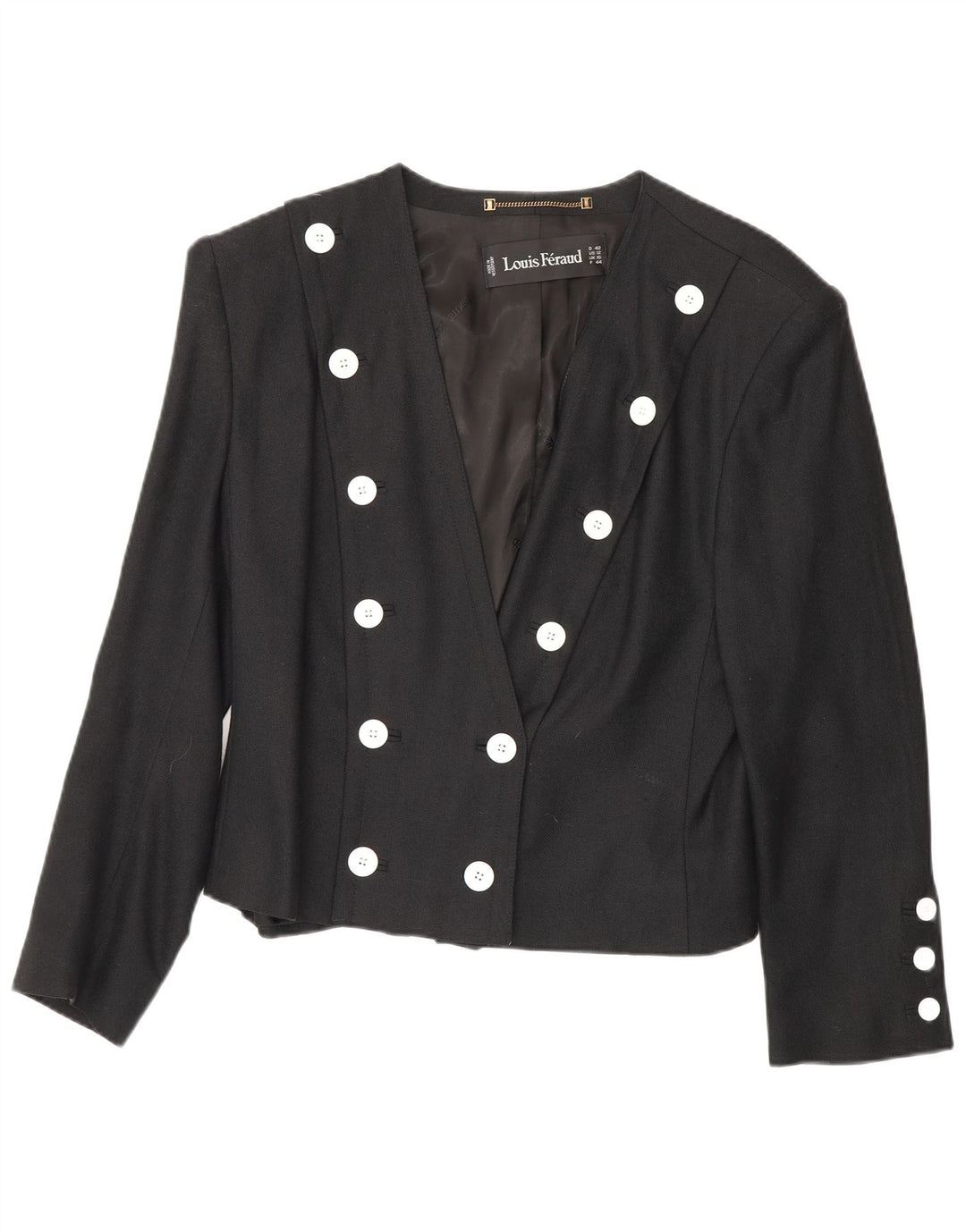 Louis Feraud Veste Blazer Double Boutonnage Femme UK 16 Large Viscose Noire