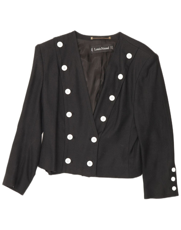 Louis Feraud Veste Blazer Double Boutonnage Femme UK 16 Large Viscose Noire