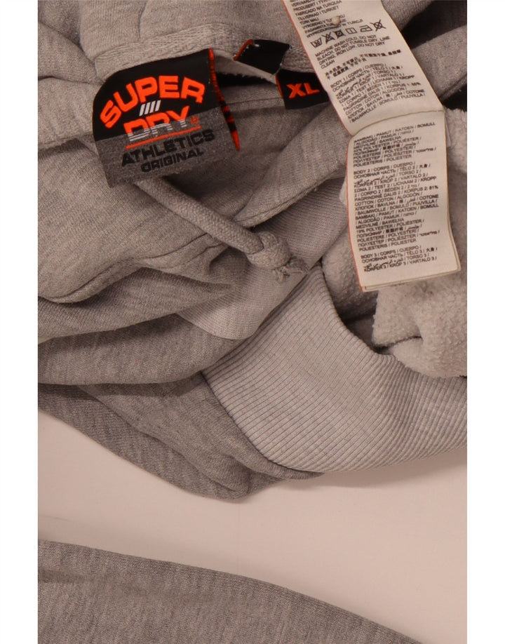 SUPERDRY Pull à capuche graphique pour homme XL en coton color block Gris