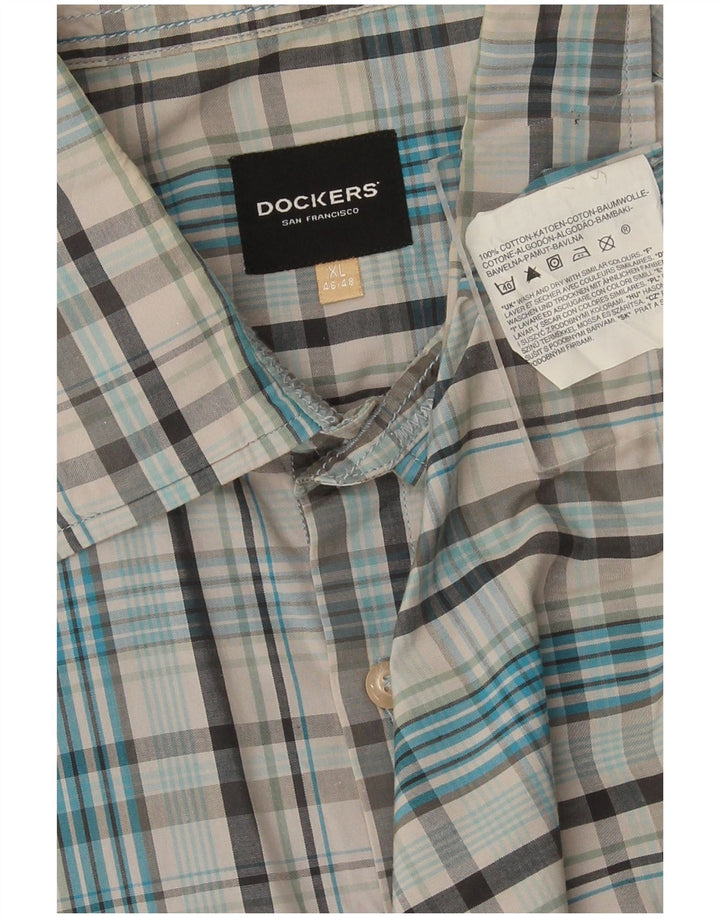 Dockers Chemise Homme Taille 46/48 XL Bleu Carreaux Coton