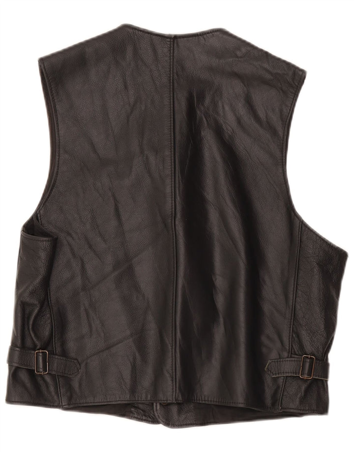 Gilet en cuir pour homme grand noir