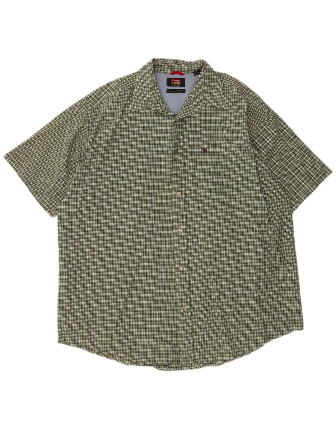 Wrangler Chemise à manches courtes pour homme XL en coton à carreaux verts