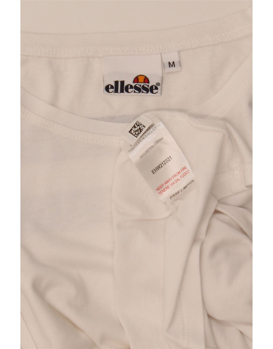 ELLESSE Womens Oversized Crop T-Shirt Top UK 14 Medium White Vintage Ellesse and Second-Hand Ellesse from Messina Hembry 
