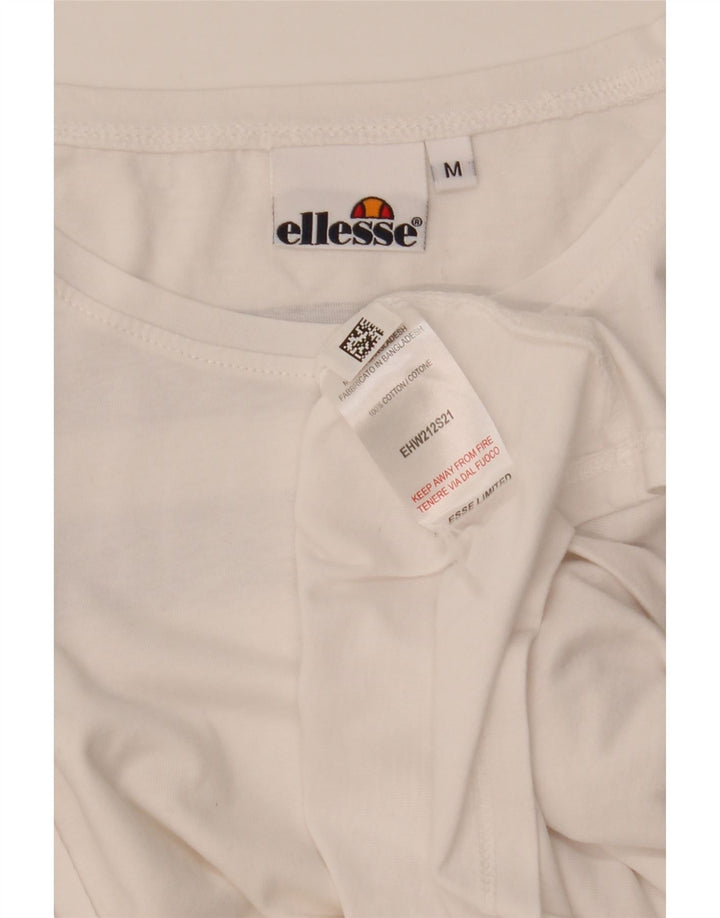 ELLESSE Womens Oversized Crop T-Shirt Top UK 14 Medium White Vintage Ellesse and Second-Hand Ellesse from Messina Hembry 