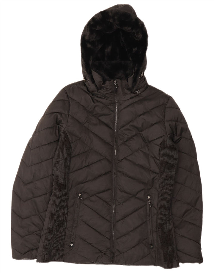 Nautica Veste matelassée à capuche pour femme UK 14 Medium Noir Polyester