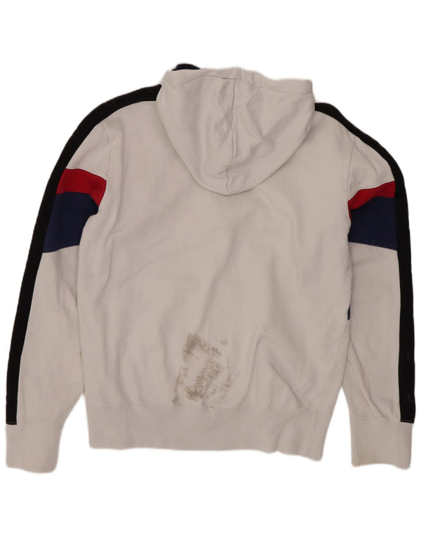 Champion Pull à capuche avec col zippé pour homme UK 14 en coton color block blanc moyen