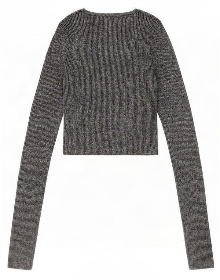 Zara Womens Crop Blouse Top UK 8 Small Viscose mouchetée argentée