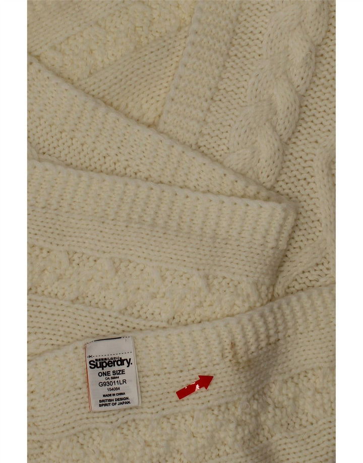 Superdry Femme Écharpe Rectangulaire En Tricot Taille Unique Acrylique Blanc Cassé