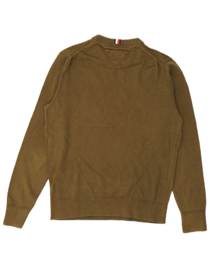 Tommy Hilfiger Pull à col rond pour homme en coton kaki moyen