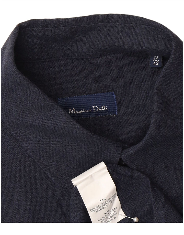 Massimo Dutti Chemise Homme Taille 42 Large Bleu Marine Viscose