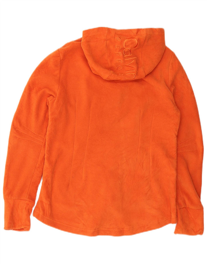 CALVIN KLEIN Veste polaire à capuche pour femme UK 12 Orange moyen Polyester