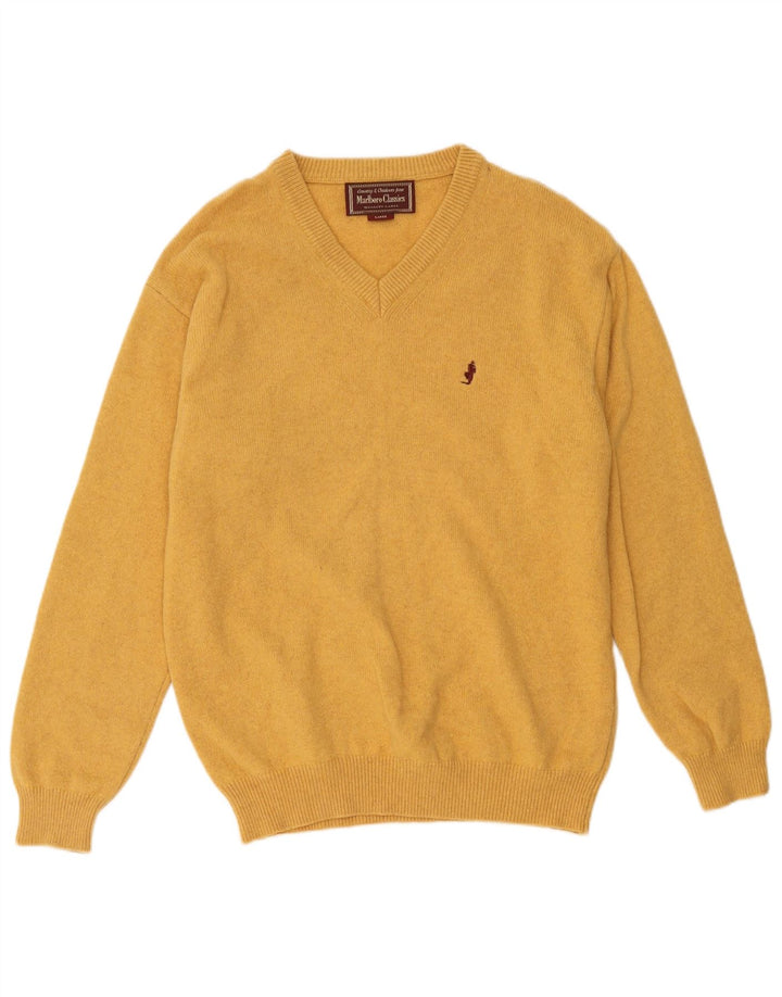Marlboro Classics Pull col V pour homme en laine jaune Taille L
