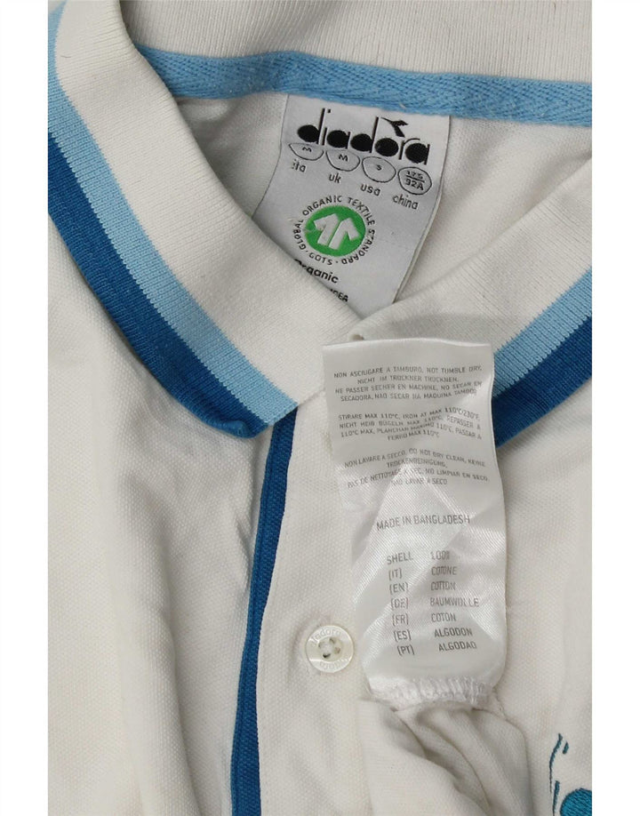 Diadora Polo Homme Coton Rayé Blanc Moyen