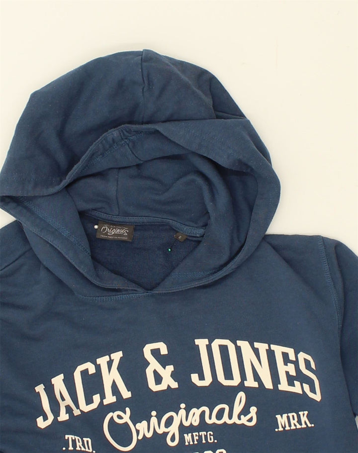 JACK & JONES Mens Graphic Hoodie Jumper Small Blue Cotton | Vintage Jack & Jones | Thrift | Second-Hand Jack & Jones | Used Clothing | Messina Hembry 