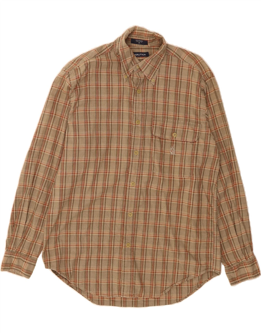 NAUTICA Mens Flannel Shirt Medium Brown Check Cotton Vintage Nautica and Second-Hand Nautica from Messina Hembry 