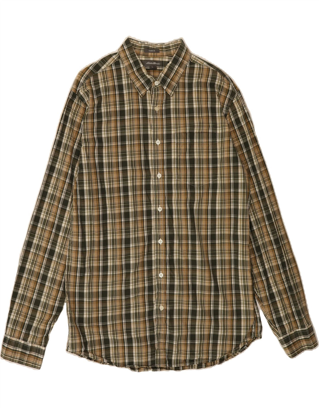EDDIE BAUER Mens Classic Fit Shirt Large Green Check Cotton Classic Vintage Eddie Bauer and Second-Hand Eddie Bauer from Messina Hembry 