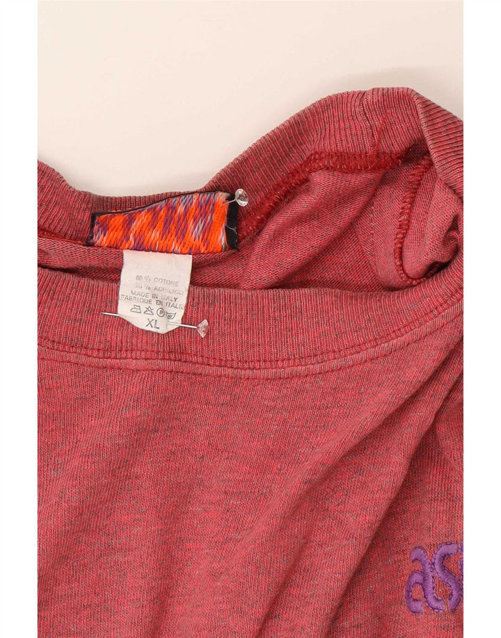 Asics Homme Graphic Top Manches Longues XL Rouge Colourblock Coton