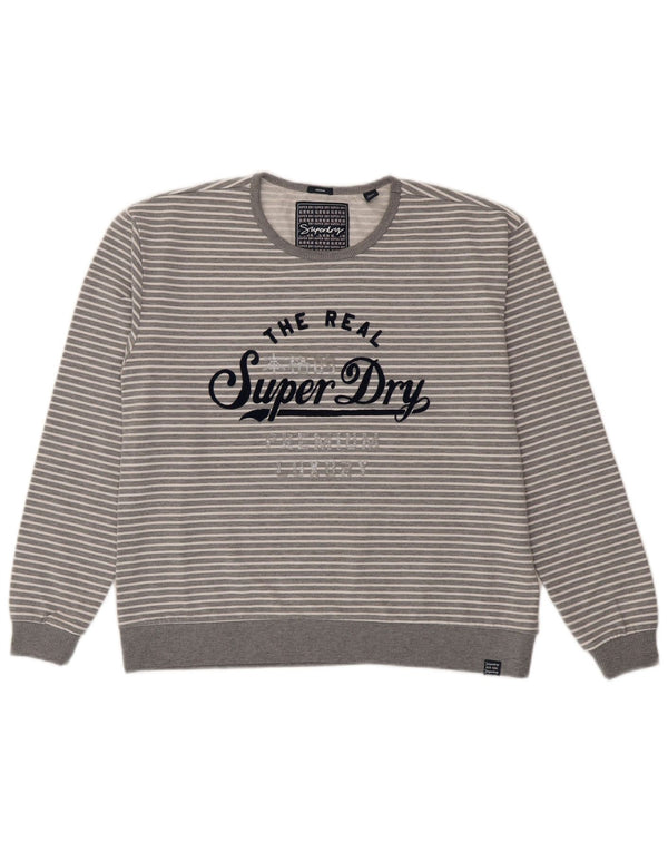 Superdry Sweat-shirt graphique pour femme UK 14 Gris moyen rayé