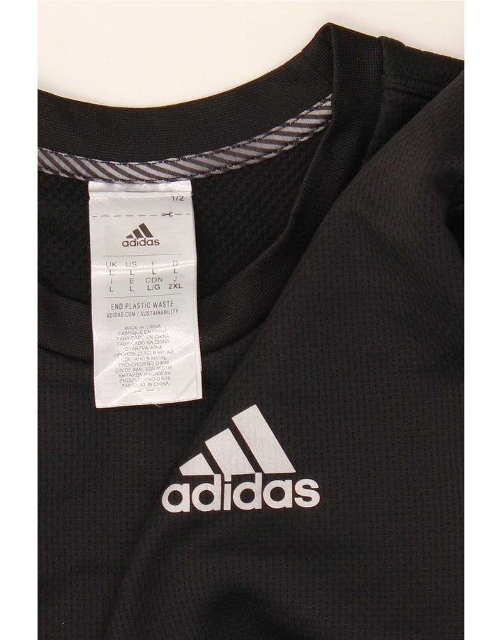 Adidas Hommes Aeroready Haut à manches longues Grand Noir Colorblock Polyester