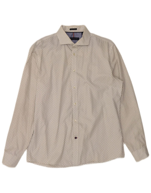 Tommy Hilfiger Chemise slim fit pour homme Taille 16 Grand Blanc à pois