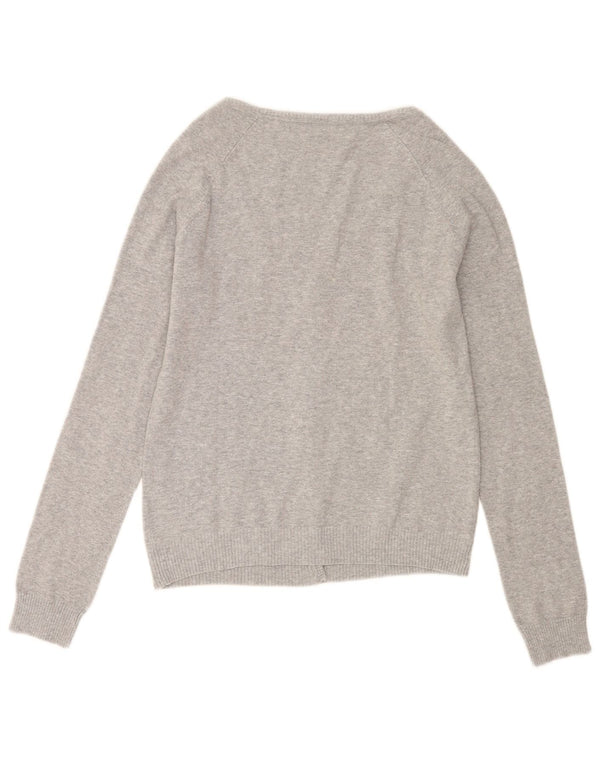 ZARA Womens Crop Cardigan Sweater UK 14 Large Gris Moucheté Coton