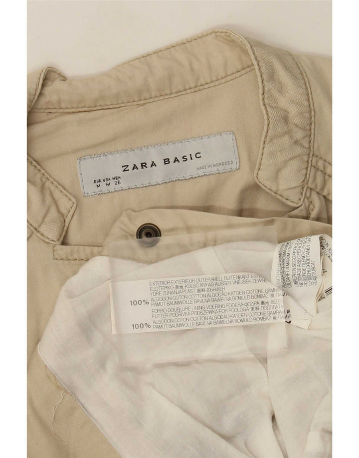 Zara Womens Bomber Jacket UK 12 Coton Beige Moyen