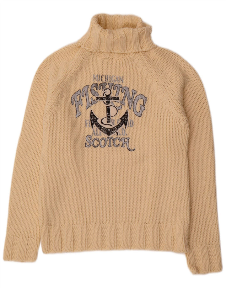 Scotch & Soda Pull graphique à col roulé pour femme UK 14 Beige moyen