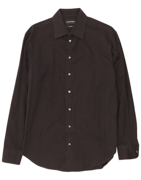 Emporio Armani Chemise coupe moderne pour homme Taille 40 15 3/4 Noir moyen