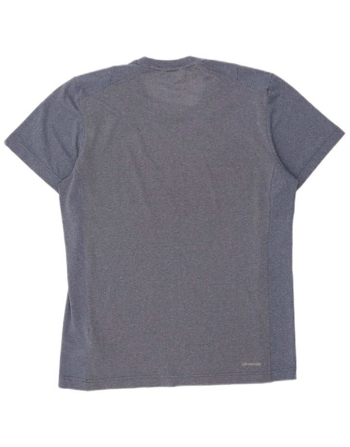 ADIDAS Mens T-Shirt Top Medium Navy Blue Pinstripe Polyester