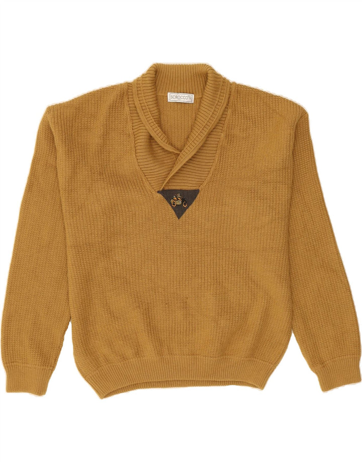 SCIROCCO Mens Shawl Neck Jumper Sweater Large Yellow Vintage Scirocco and Second-Hand Scirocco from Messina Hembry 