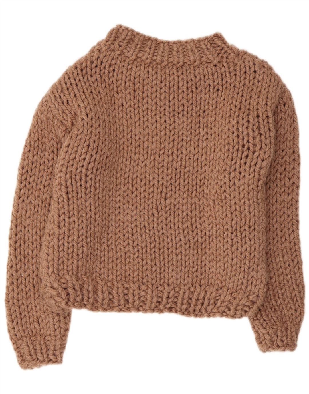 vintage Femmes Crop Turtle Neck Jumper Pull UK 14 Beige Moyen