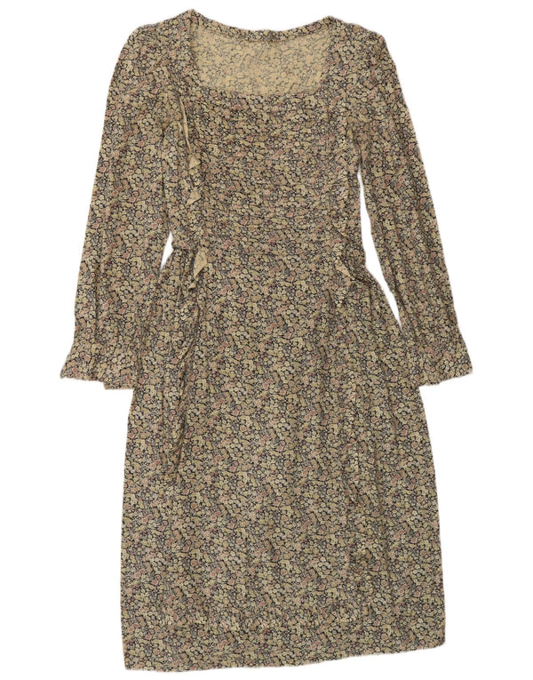 robe fourreau à manches longues vintage pour femmes UK 10 Petit floral multicolore