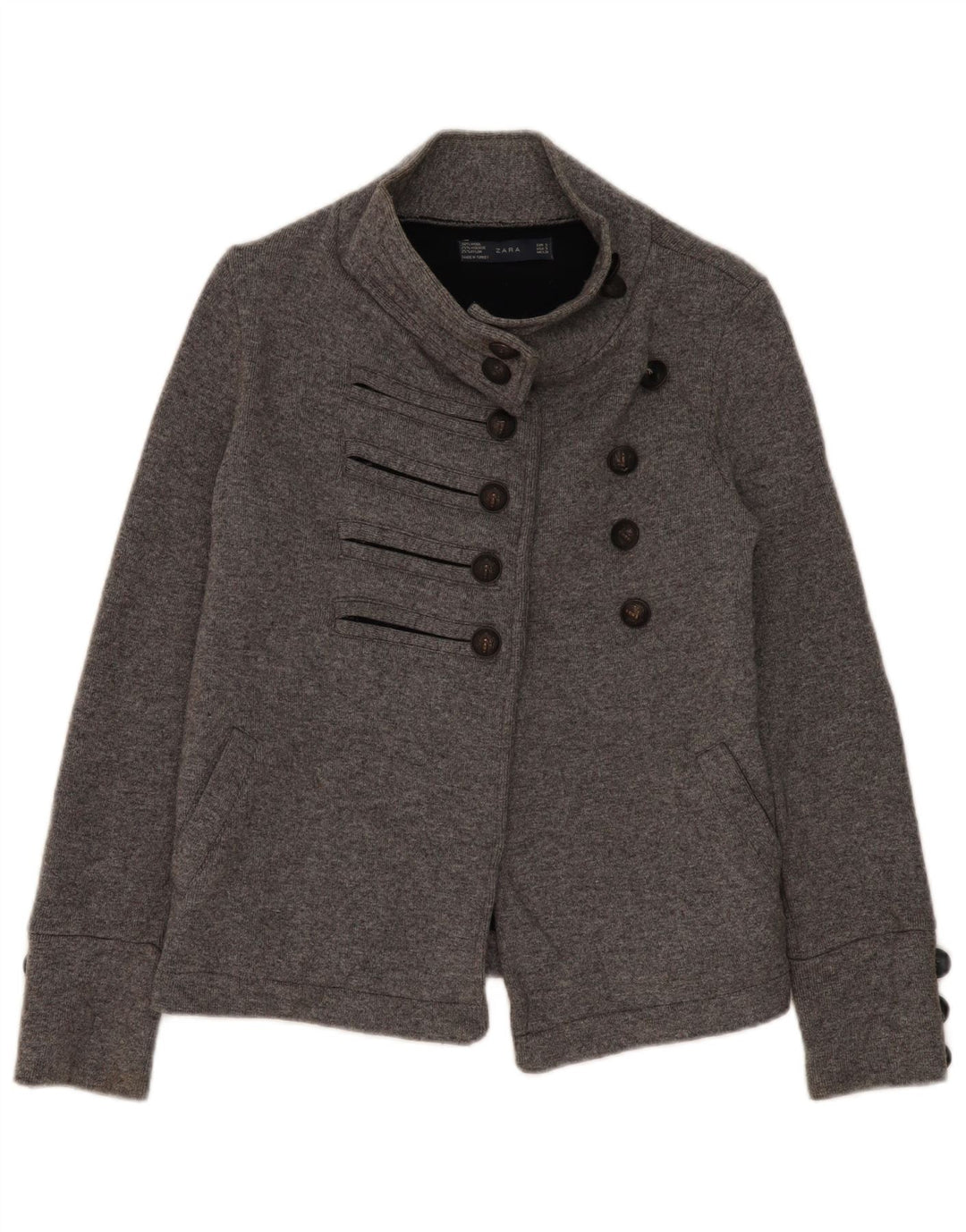 Zara Womens Double Breasted Blazer Jacket UK 10 Petite laine grise
