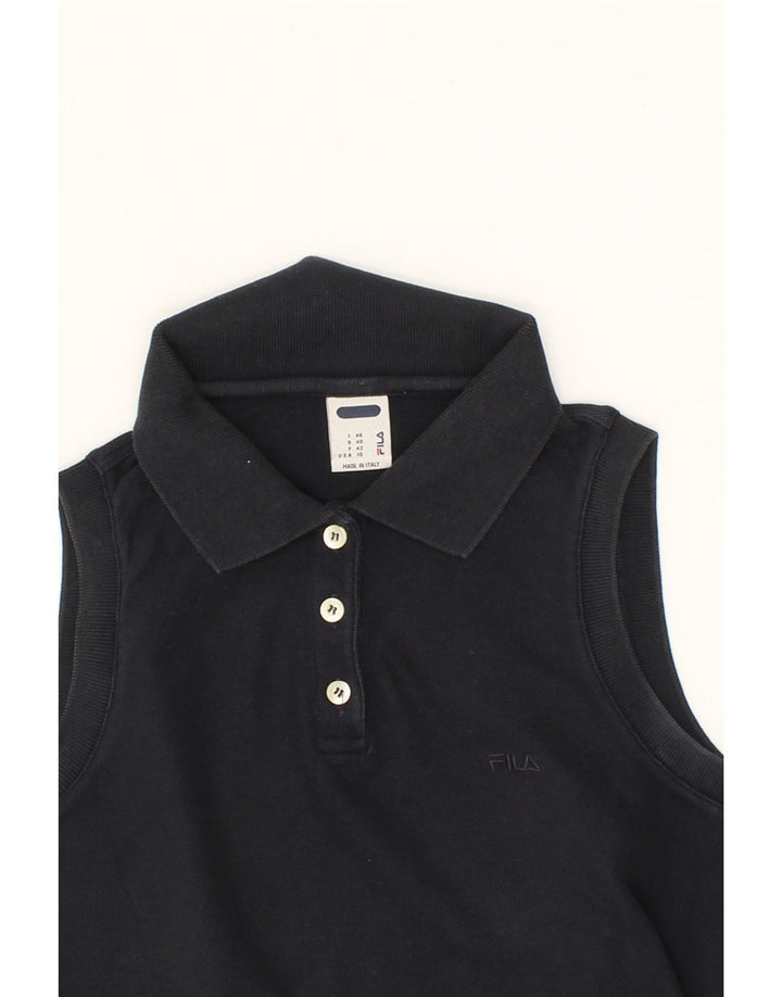 FILA Womens Sleeveless Polo Shirt IT 46 Large Navy Blue Vintage Fila and Second-Hand Fila from Messina Hembry 