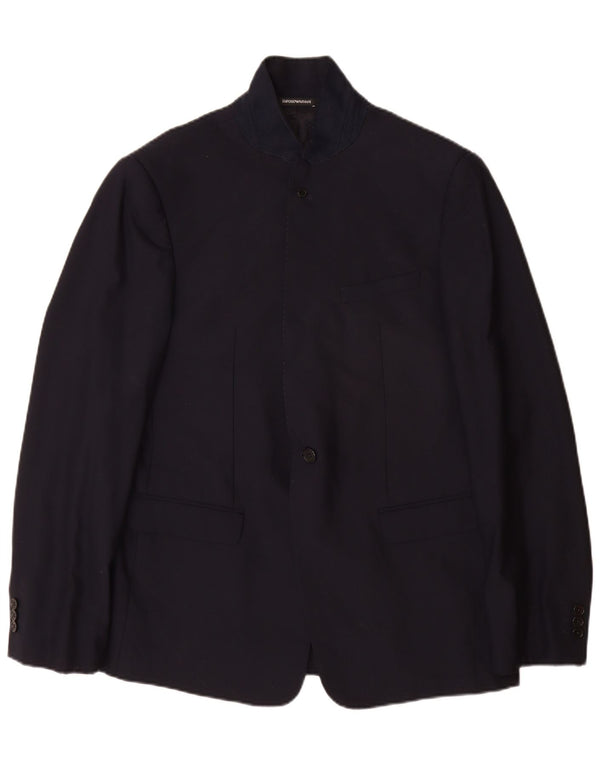 Emporio Armani Veste blazer à 2 boutons pour homme EU 56 2XL Bleu marine Laine vierge