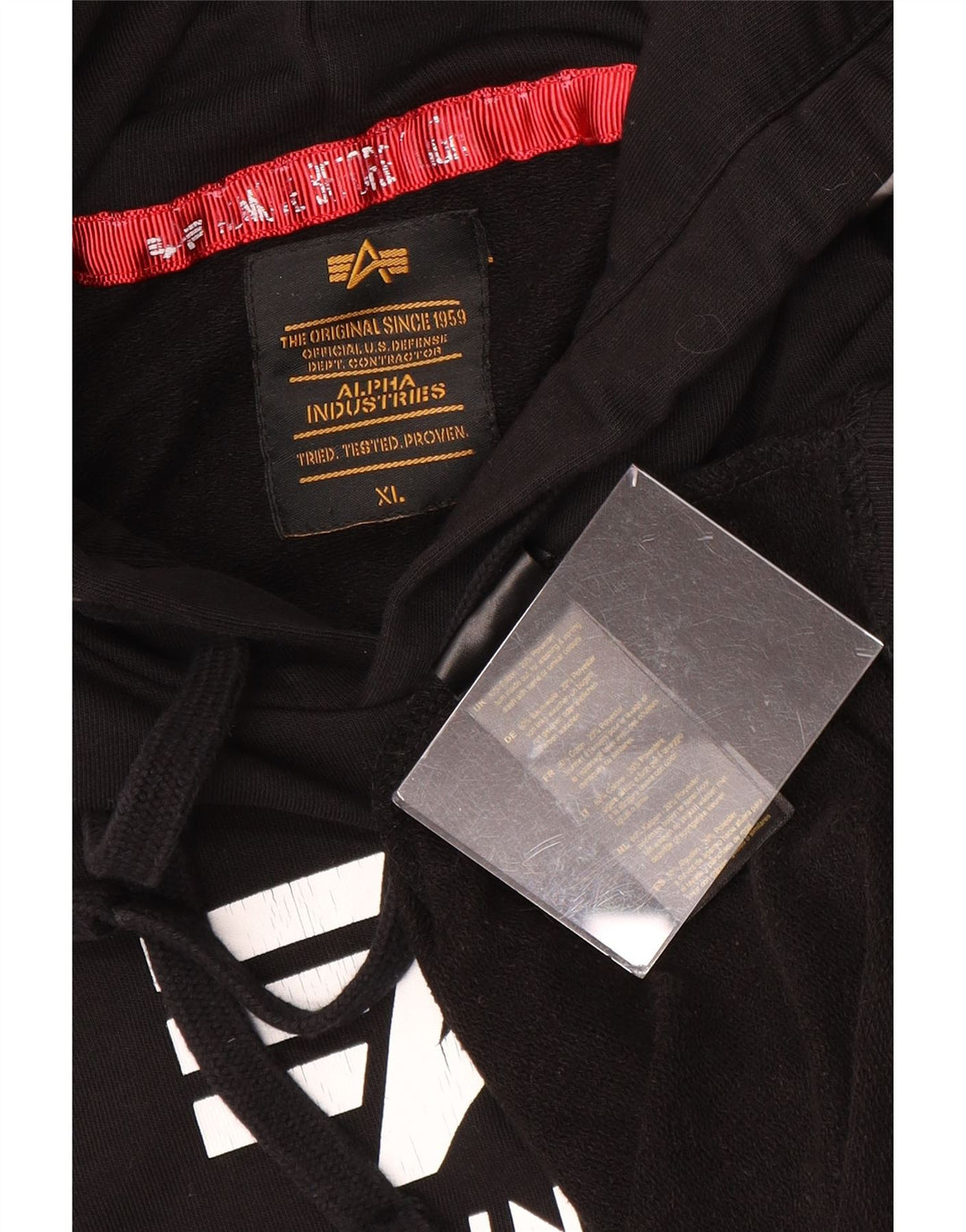 ALPHA INDUSTRIES Pull à capuche graphique à manches courtes pour homme XL en coton noir