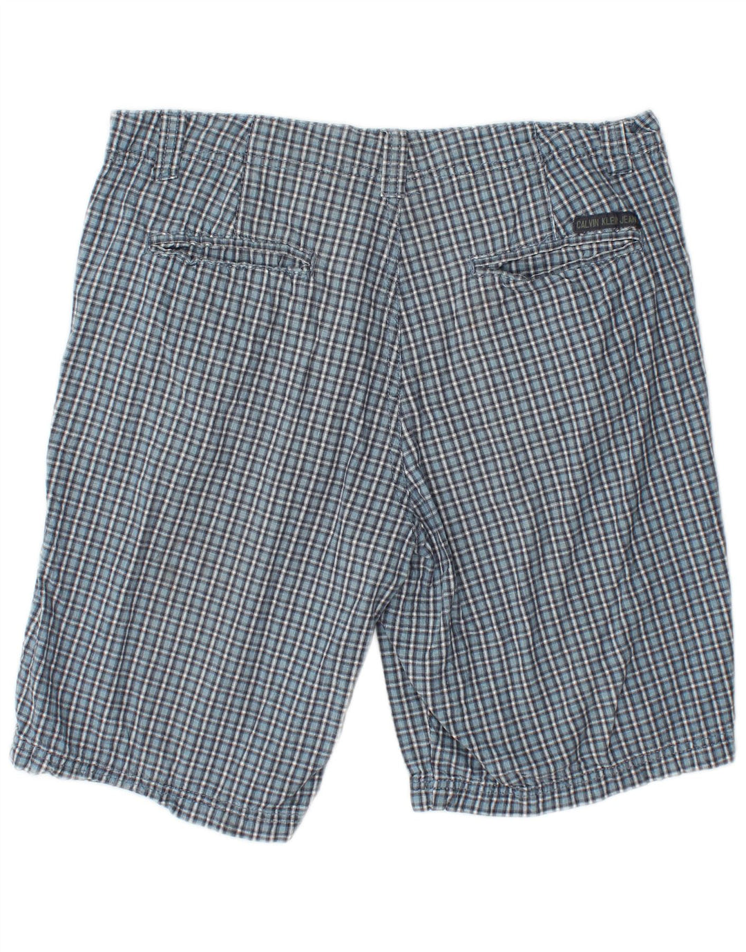 CALVIN KLEIN Short Chino Homme W34 Grand Bleu Carreaux Coton