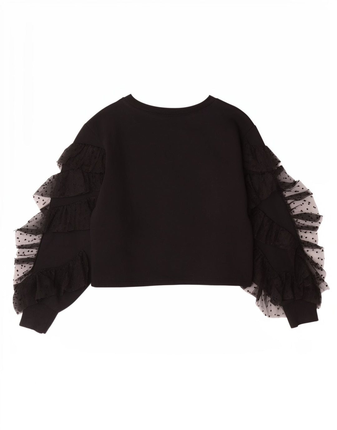 Zara Womens Crop Top Manches Longues UK 10 Petit Coton Noir