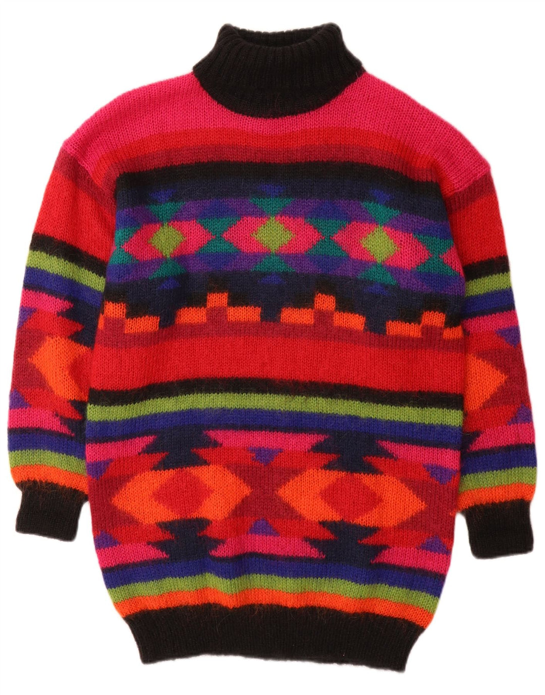 BHS Pull col roulé pour femme UK 10/12 Medium Multicolore