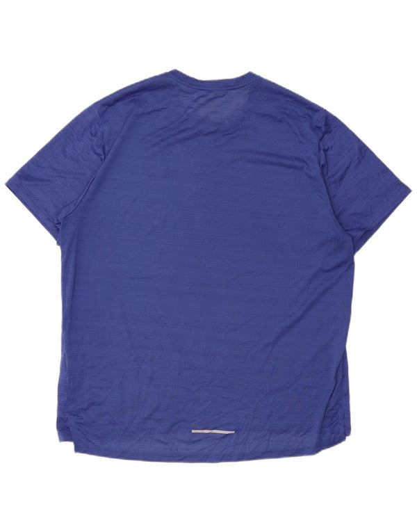 Nike Hommes Dri Fit T-Shirt Haut XL Bleu Rayé Polyester