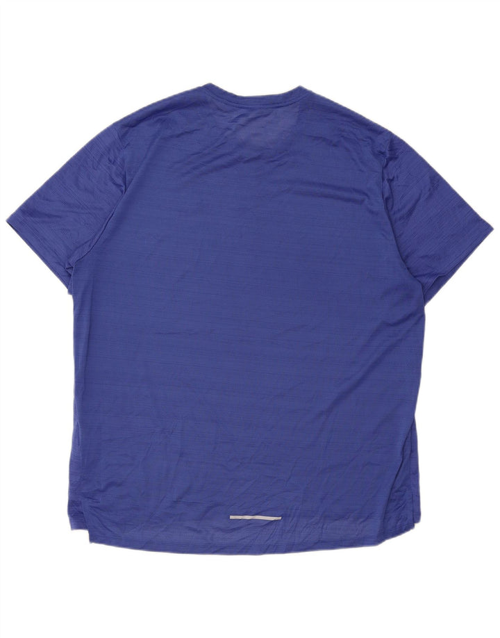 Nike Hommes Dri Fit T-Shirt Haut XL Bleu Rayé Polyester