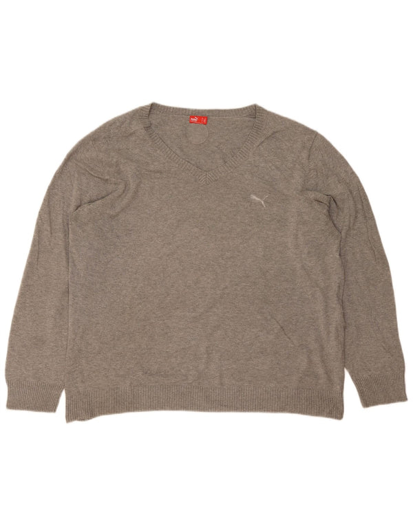 Puma Pull col V Homme XL Gris Coton