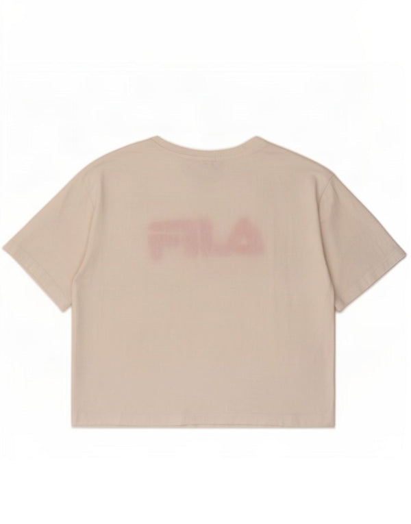 Fila T-shirt graphique pour femme UK 14 en coton blanc moyen