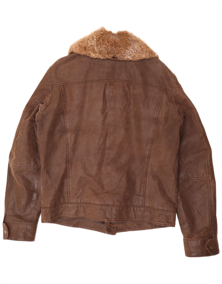 Conbipel Mens Leather Jacket IT 52 Large Brown