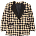 vintage Femmes 1 Bouton Blazer Veste UK 16 Grand Pied-de-poule Noir