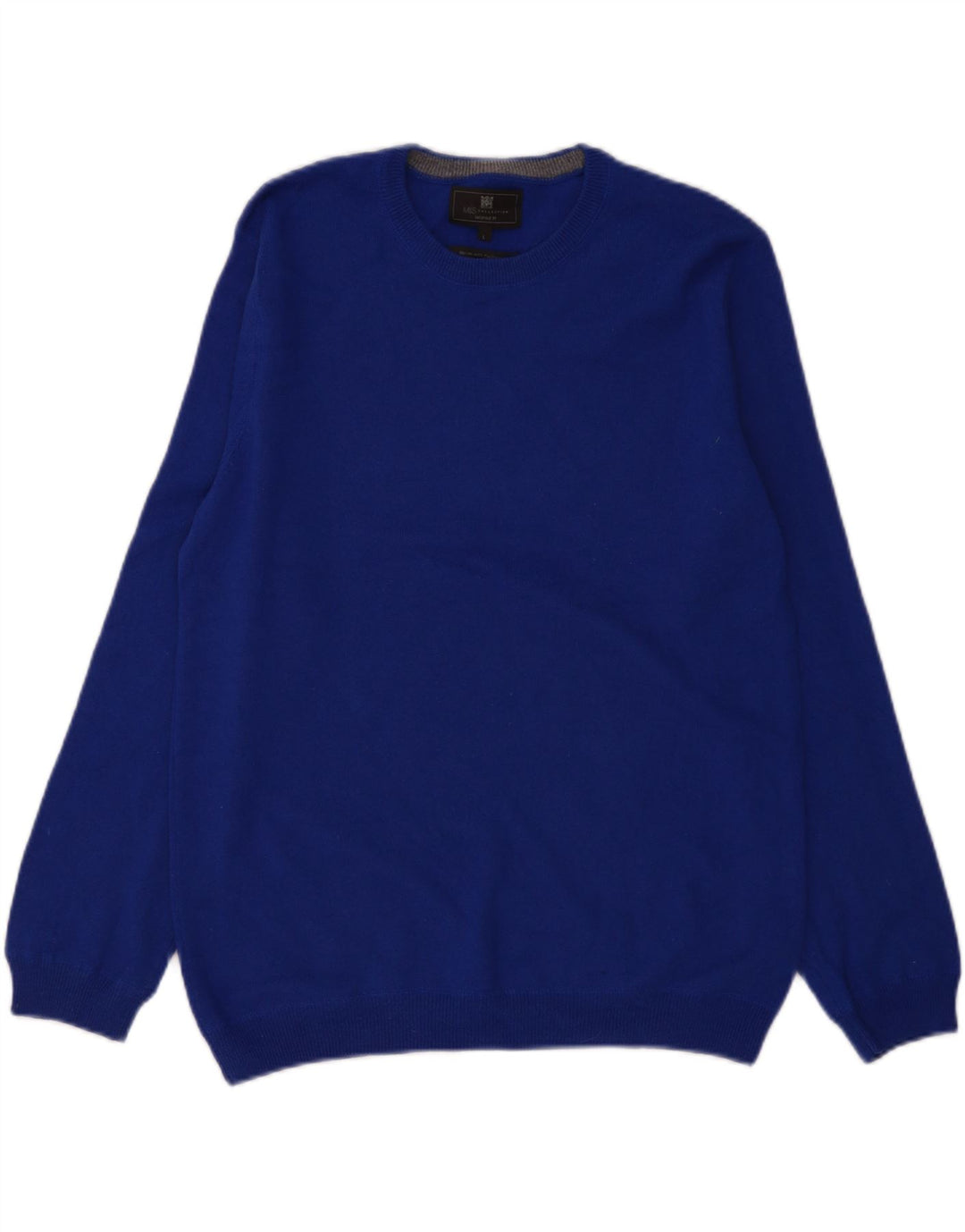 Marks & Spencer Pull à col rond pour homme en laine bleue Taille L