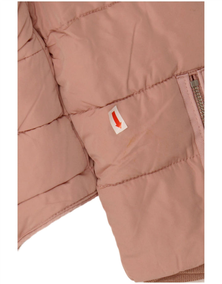 ZARA Veste matelassée à capuche courte pour femme UK 18 XL Rose Polyester
