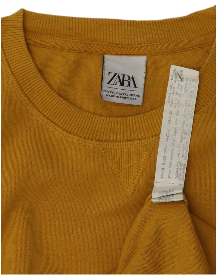 Zara Sweat-shirt pour homme 2XL Jaune Coton